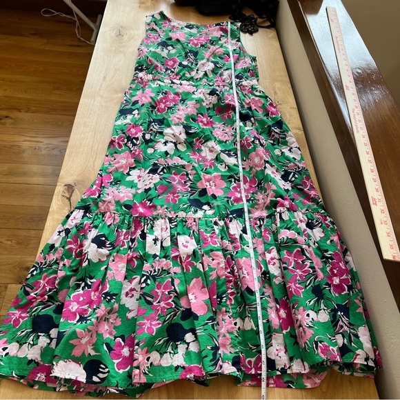 J CREW FACTORY DRESS 8 FLORAL V NECK RUFFLE MIDI EASTER SUMMER PARTY FEMININE - Picture 10 of 11